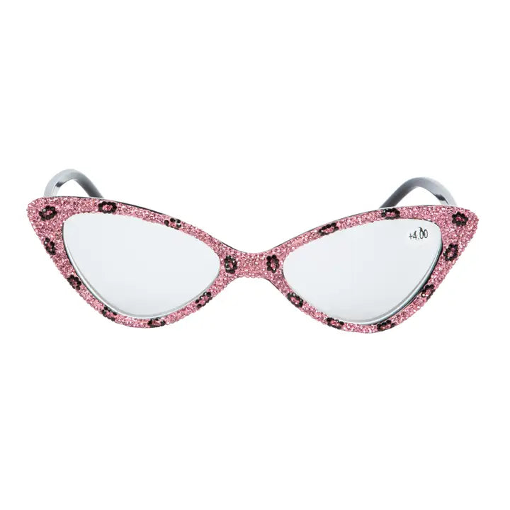 Sequin Readers Eyeglasses NEW ARRIVAL - Pink Zebra Sequin Handmade Cat Eye Rhinestone Trimmed Readers