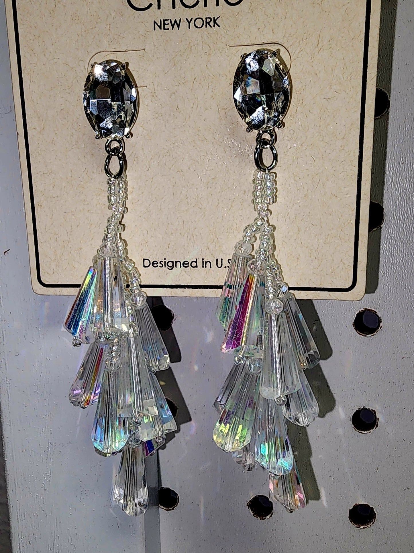 Jewelry Earrings - Iridescent Crystal Multi Color Mermaid Effect Earrings