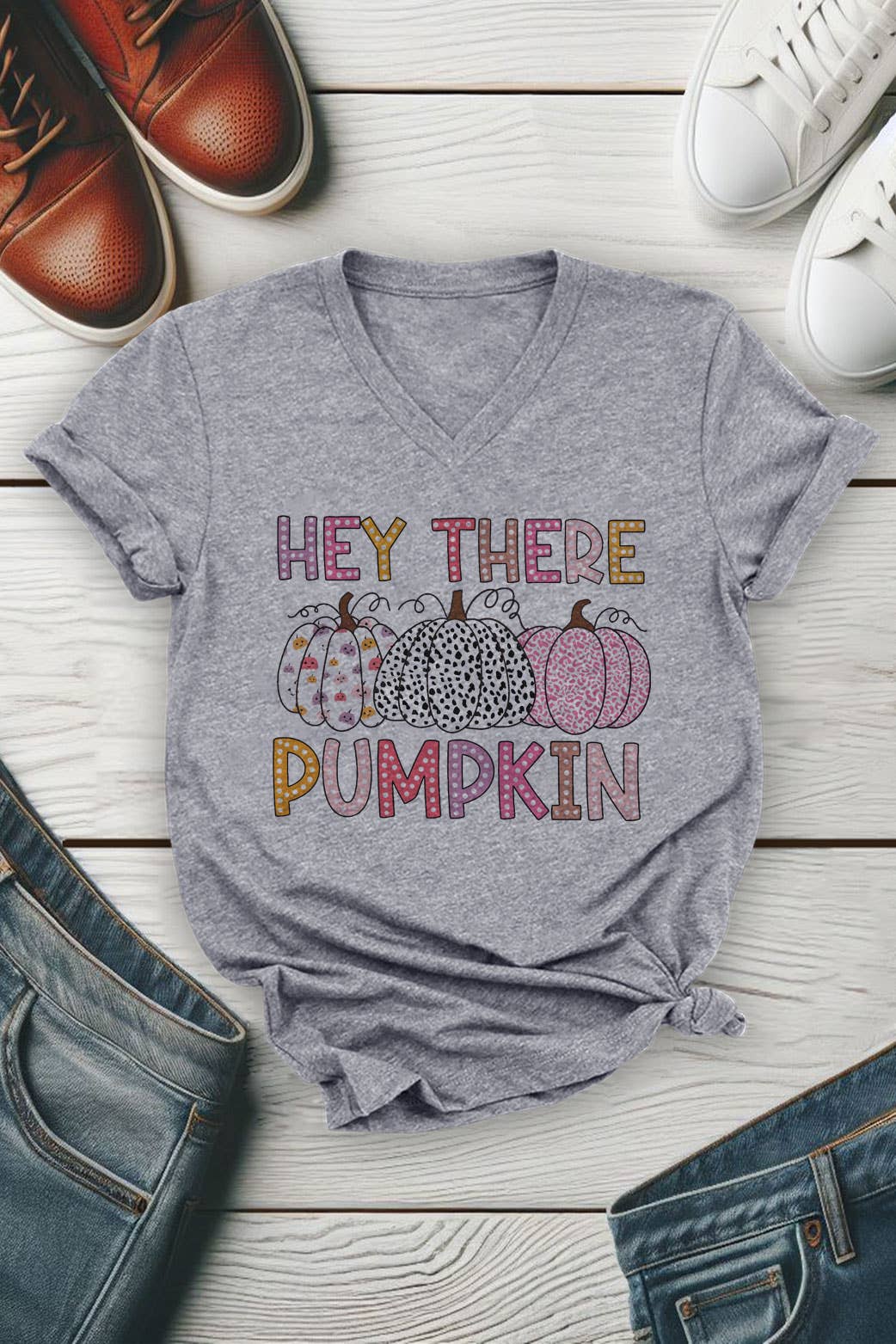 Hey There Pumpkin V-Neck T-Shirt