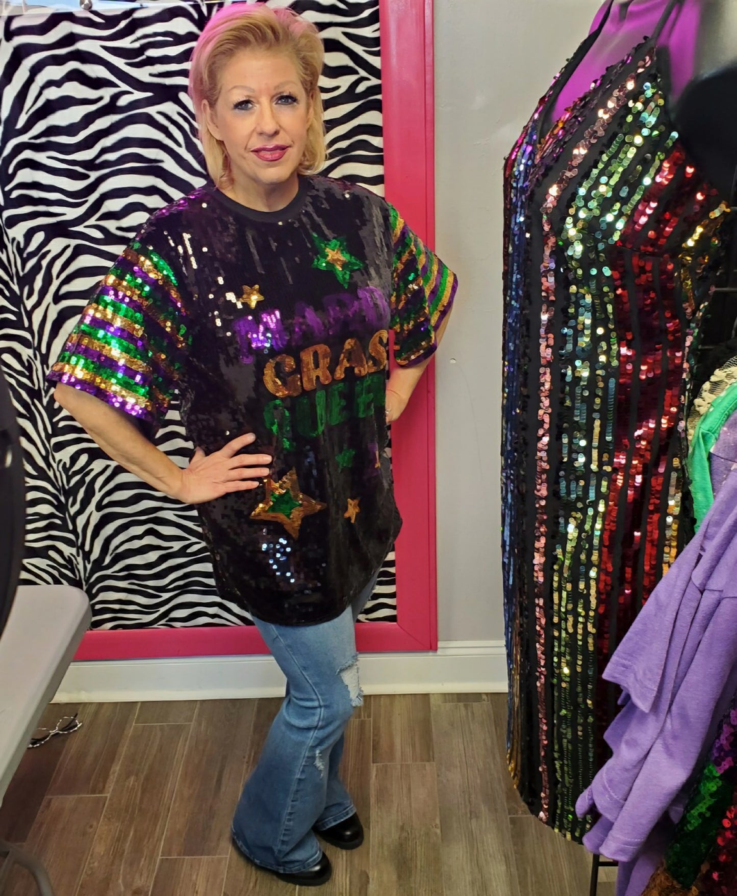 Top Mardi Gras - Mardi Gras Queen Sequin Tunic Top