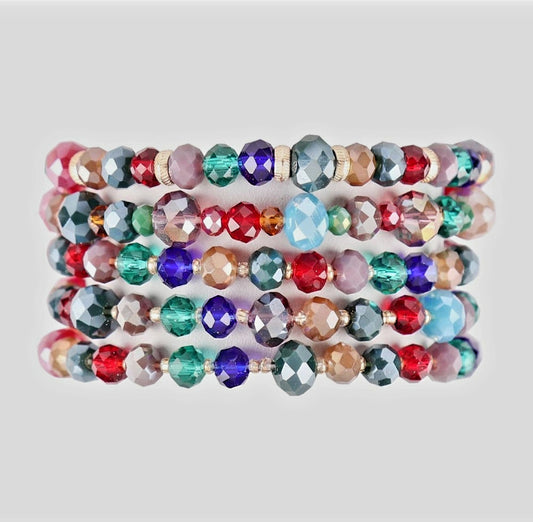Jewelry Bracelet - 5 String Multi Beaded Crystal Bracelets