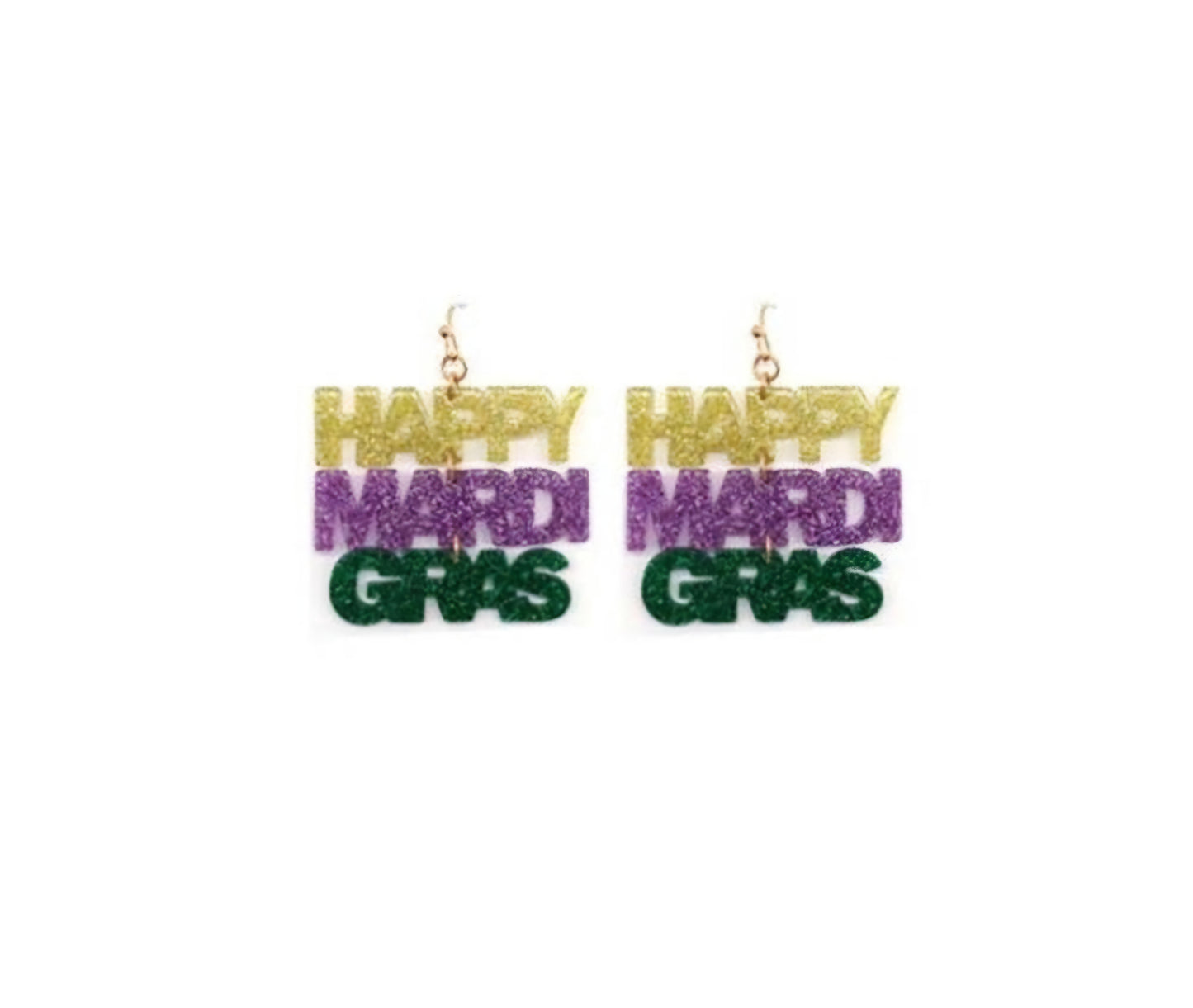 Mardi Gras Earrings - Gold, Purple & Green Mardi Gras Triple Tier Earrings