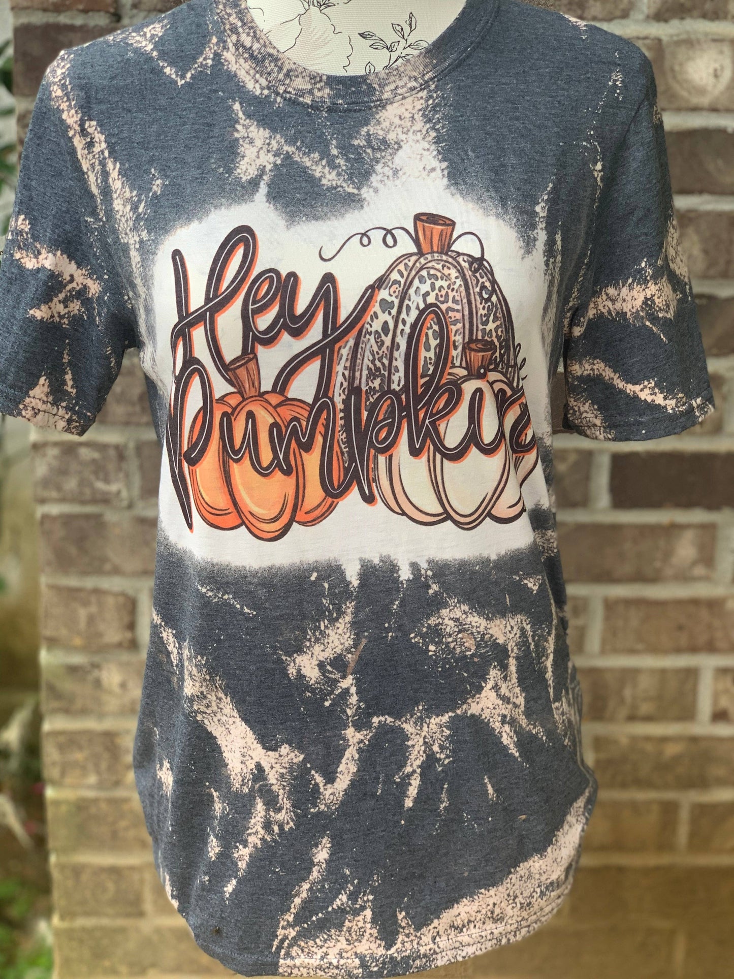 SALE - Hey Pumpkin on Smokey Gray Bleached T-Shirt