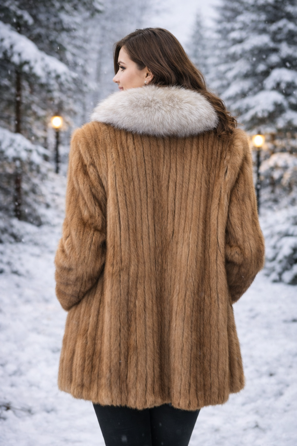 Genuine Fur Mink Coat with Fox Trim Short Stroller | Small/Smaller Medium 20/21 Bust | Charlotte's Classy Closet