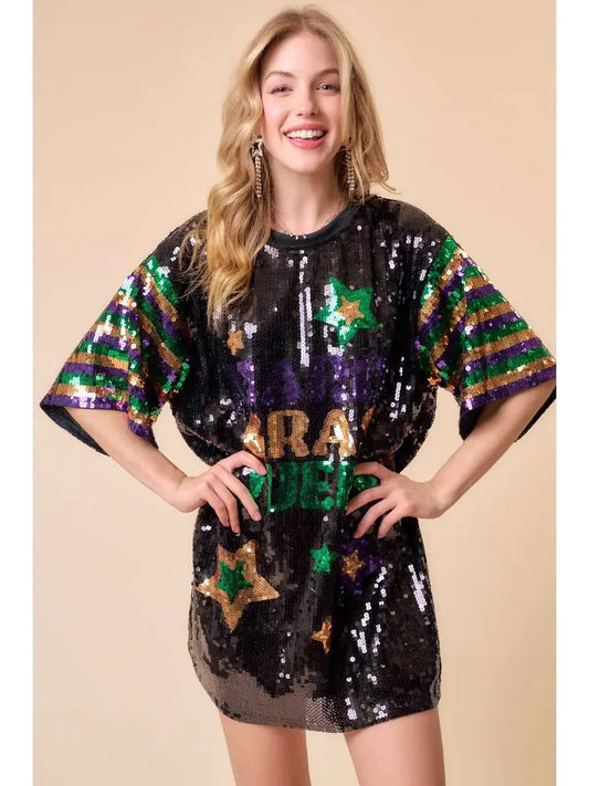 Top Mardi Gras - Mardi Gras Queen Sequin Tunic Top