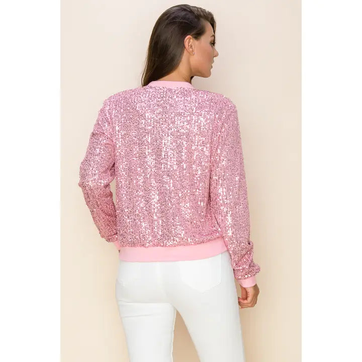 Sequin Jacket NEW ARRIVAL - Pink Bomber Sequin Jacket