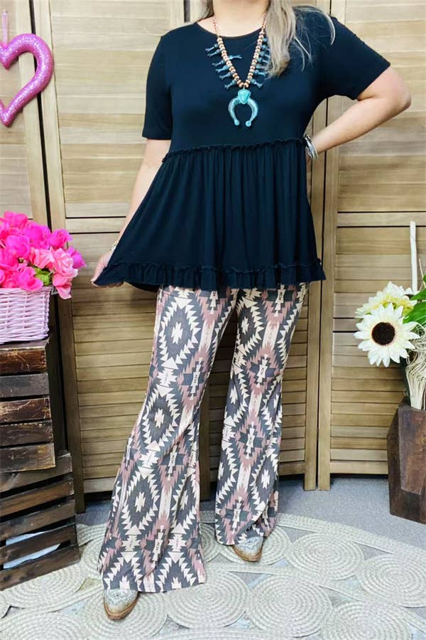Aztec Print Multi Colored Flare Pants | Charlotte's Classy Closet