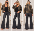 Leopard Animal Print Denim Jacket