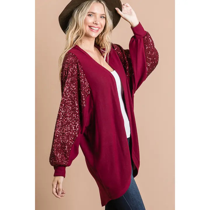 SALE Clearance - Super Soft Cardigan with Sequin Sleeves