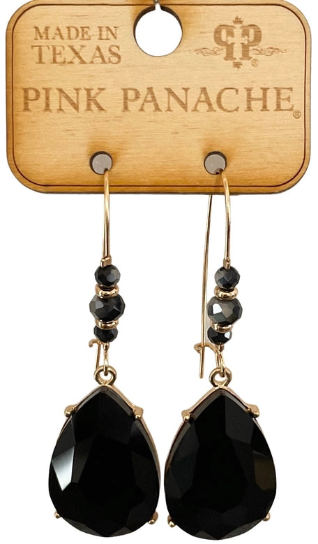 Jewelry Earrings - Pink Panache Black Crystal Teardrop Earrings