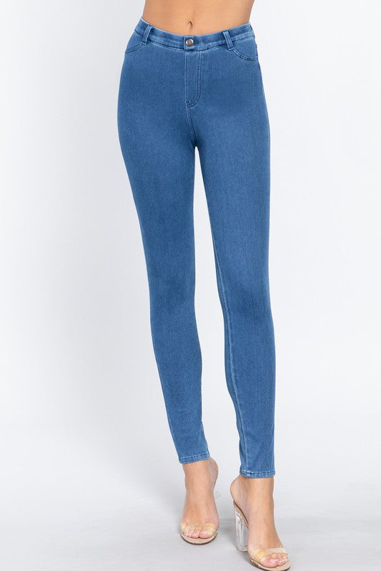 Denim Jeggings NEW ARRIVAL - Waist Band Denim Full Length Jeggings