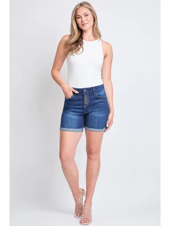 Shorts NEW ARRIVAL - Missy Curvy Fit Exposed Button Cuffed Shorts