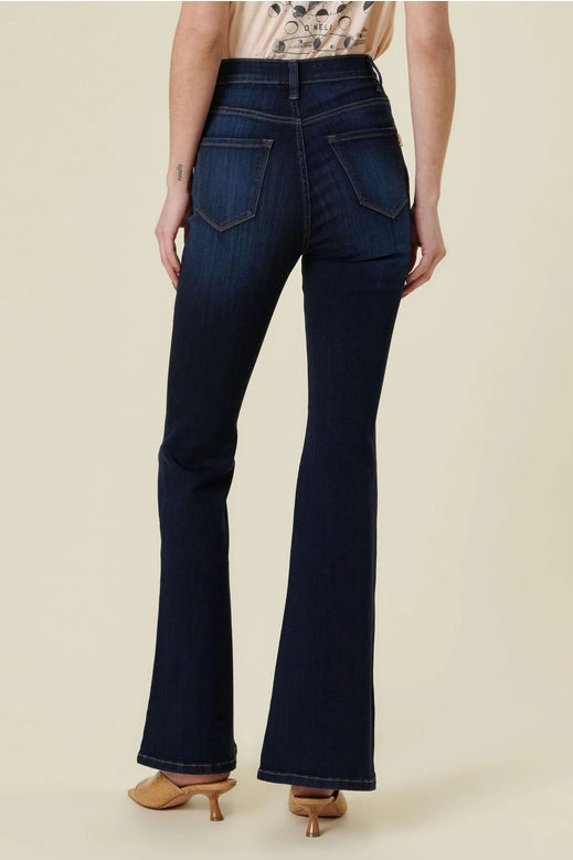 JEANS NEW ARRIVAL - Nora Button Front Stretchy Dark Denim Flare Jeans - Sizes 3-15
