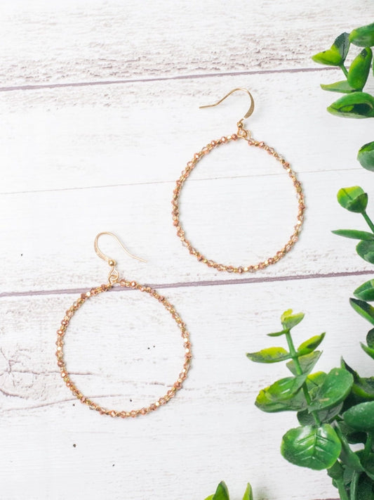 Jewelry Earrings - Faceted Rose Gold Bead Hoops