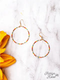 SOUTHERN GRACE MULTI FACETED MULTI COLOR BEADED CRYSTAL HOOPS
