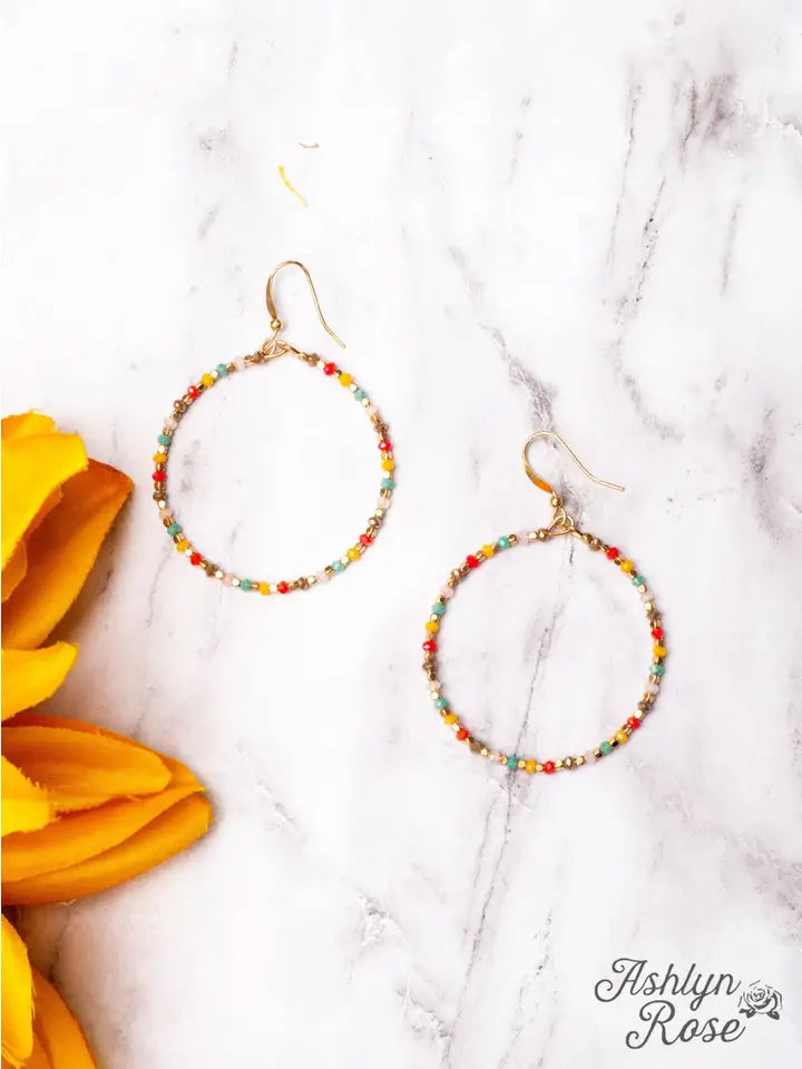 SOUTHERN GRACE MULTI FACETED MULTI COLOR BEADED CRYSTAL HOOPS