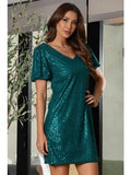 SEQUIN SHORT PUFF SLEEVES | HUNTER GREEN | MED & LRG ONLY | Charlotte's Classy Closet