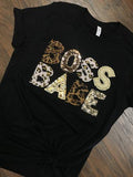 Plus & Reg Size "BOSS BABE" T-SHIRT Lettering in Sequin/Metallic/Animal Print | Charlotte's Classy Closet