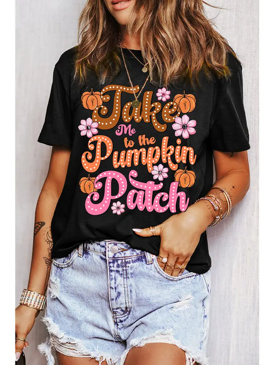 SALE Clearance - Take Me To The Pumpkin Patch Flower Print T Shirt