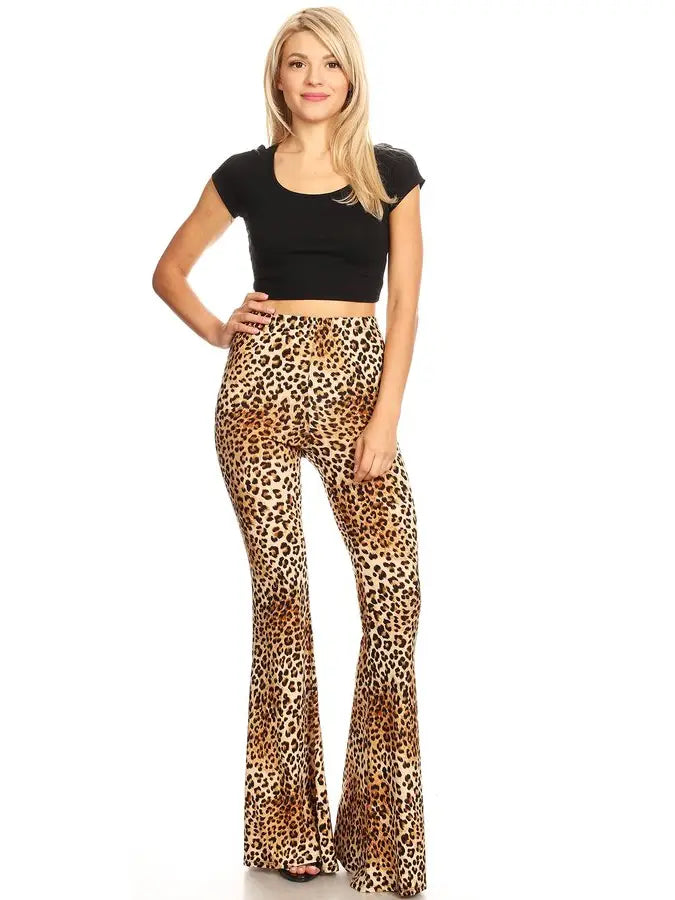 Animal Print Flare Leg Pants