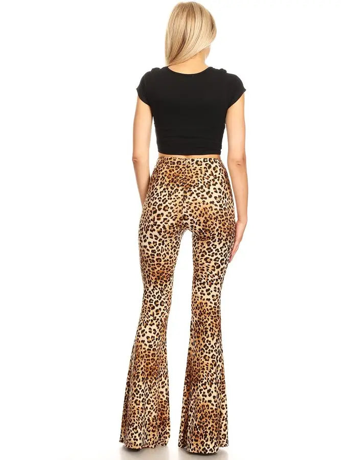 Animal Print Flare Leg Pants