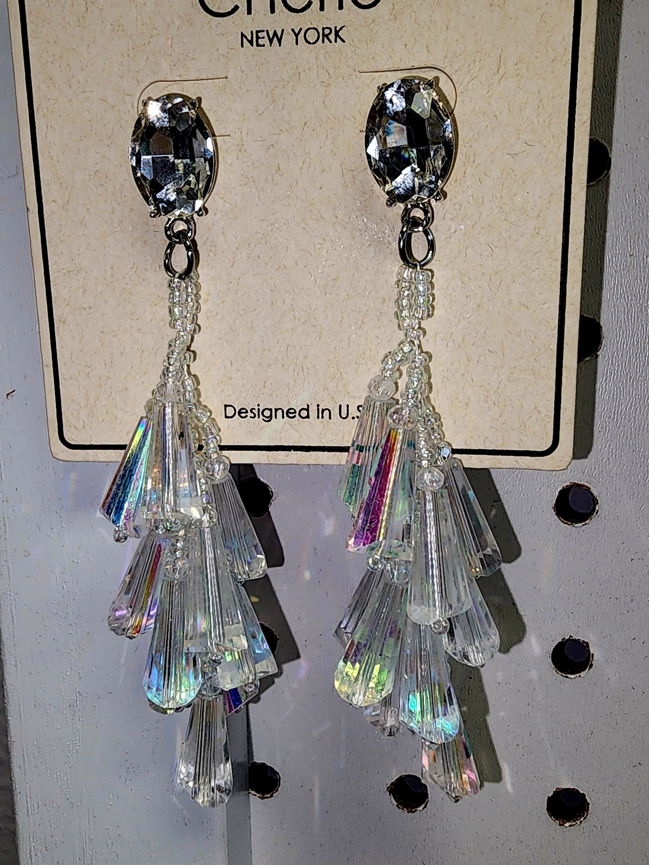 Iridescent Crystal Multi Color Mermaid Effect Austrian Crystal Earrings