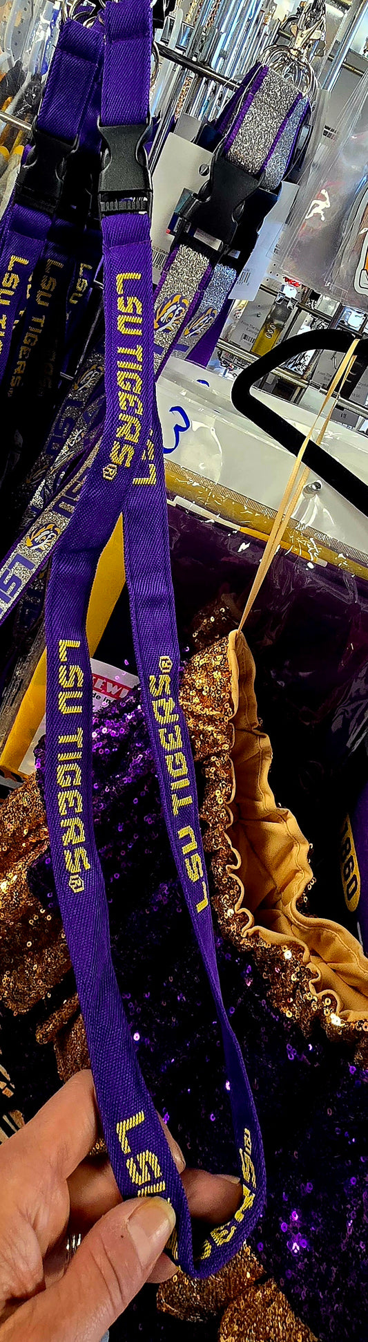 LSU TIGERS PURPLE & GOLD CLOTH LANYARD