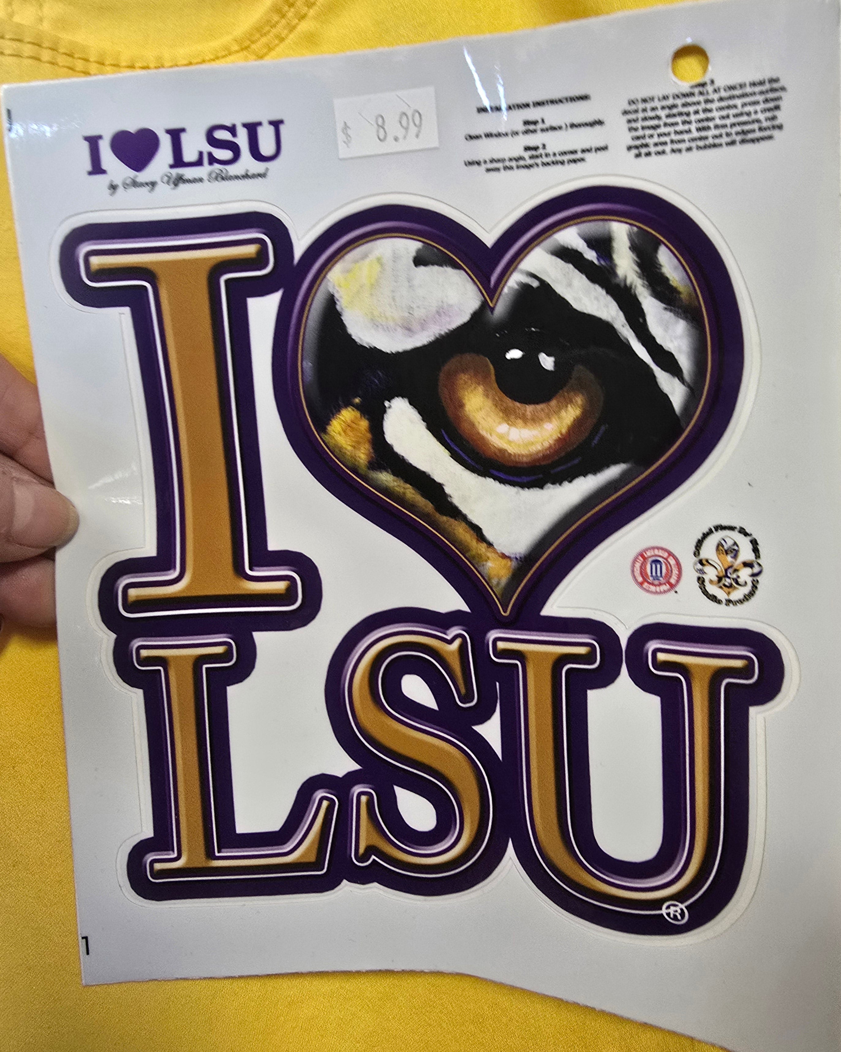 LSU Tigers “I Love LSU” Tiger Eye Die-Cut Decal – 5½" x 6"