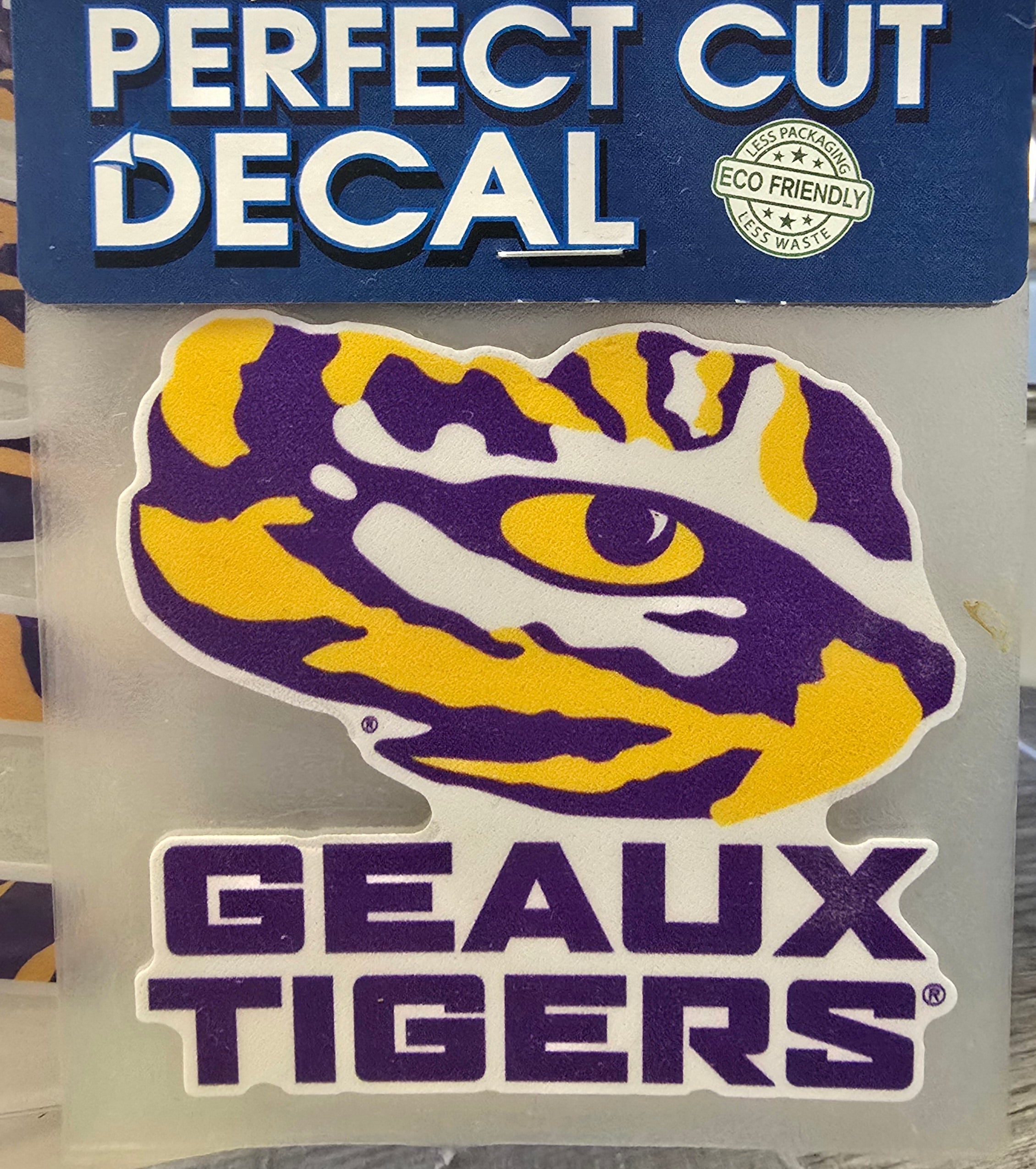 LSU Tigers “Geaux Tigers” Tiger Eye Perfect Cut Decal – 4" x 4"