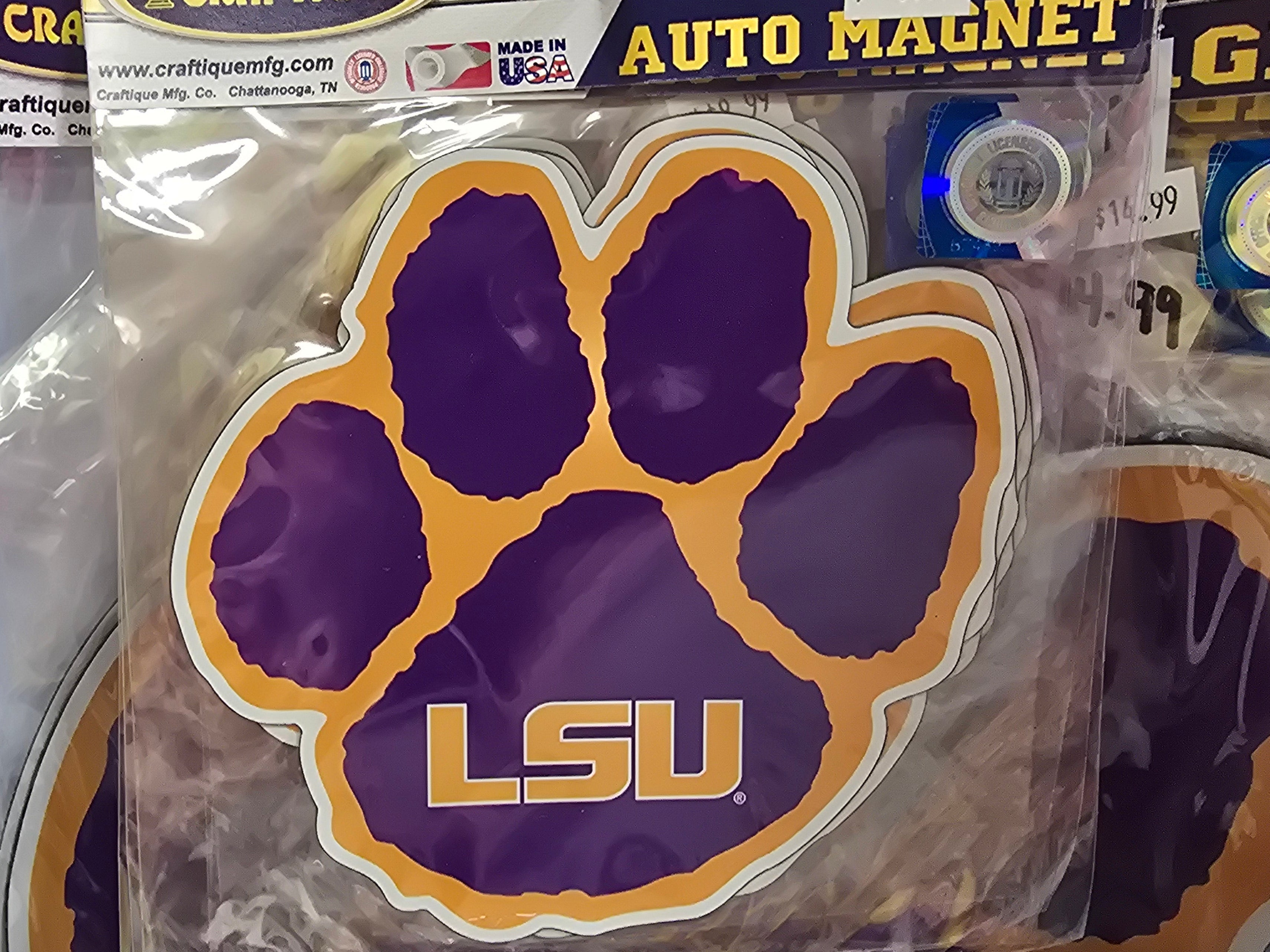 LSU Auto Magnet - Paw Style Small