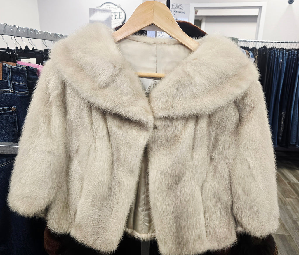 Genuine Fur Mink Stole Multicolor Ivory & Taupe - photo 1