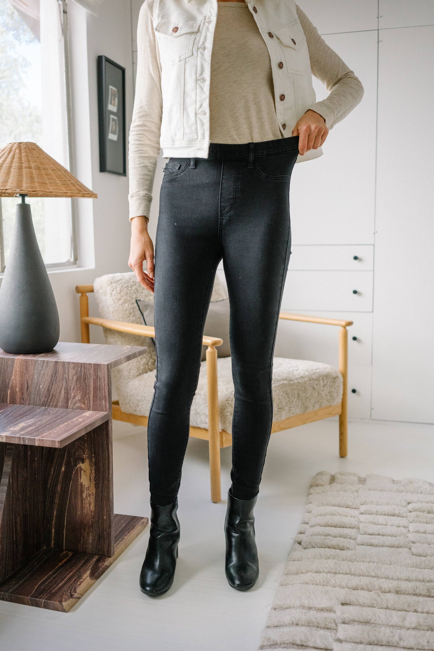 High Rise Judy Blue Black Pull On Elastic Waist Skinny Black Jeans | Charlotte’s Classy Closet