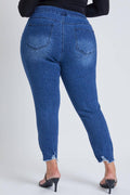 PLUS SIZE HIGH RISE ANIMAL PRINT ANKLE LENGTH FRAYED HEM DENIM JOGGER | Charlotte's Classy Closet
