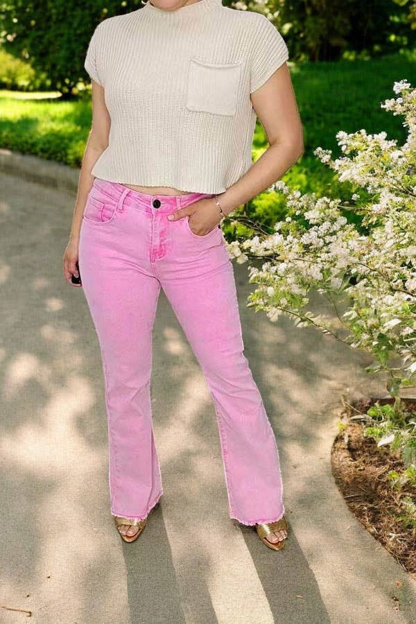 Southern Stitch Candy Pink Slightly Flared Jeans - photo 1