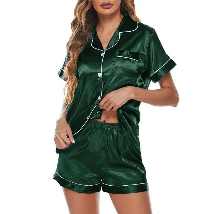 2-Piece Pajamas Set with Shorts | Wine Red or Black | Sizes XL & 2X Only