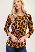 ANIMAL PRINT LAYERING TOP WITH 3/4 SLEEVES