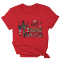 PLUS & REG SIZE PATRIOTIC "God Bless America" & CROSS T-SHIRT | Blue or Red | Charlotte's Classy Closet