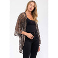 ANIMAL PRINT LIGHTWEIGHT LACE KIMONO STYLE BELL 3/4 SLEEVE CARDIGAN