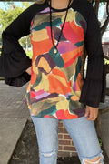 SOUTHERN STITCH MULTI COLOR BODY BLACK RAGLAN BELL LONG SLEEVE