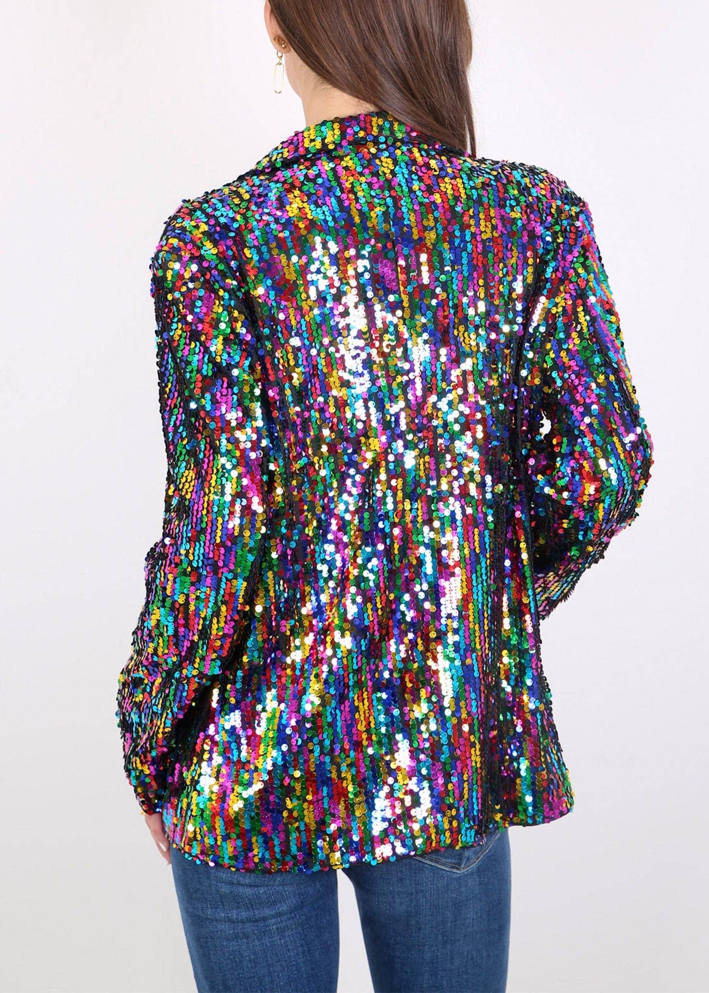 Sequin Multi-Color or Silver Sparkling Jacket | Charlotte's Classy Closet