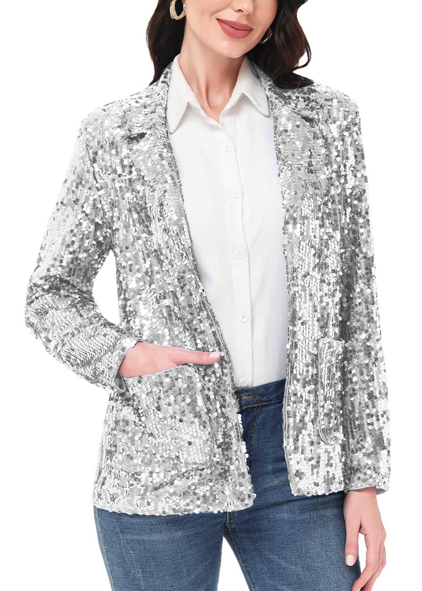 Sequin Silver Super Sparkle Jacket NEW ARRIVAL