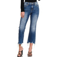 Dark Wash Kick Flare Crop Jeans with Frayed Hem | Zenana | Sizes 25–31