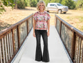 Bright Multi-Color Western Print S/S Top