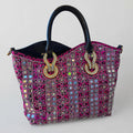 Fuchsia Animal Print Rhinestone Embellished Shoulder Handbag w/ Detachable Crossbody Strap