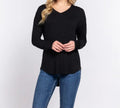 Lightweight V-Neck Long Sleeve Layering Top | Black, Burgundy, Ash Gray - photo 1