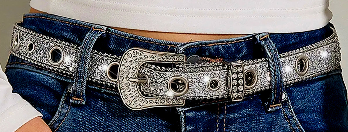 Rhinestone Trimmed Belts With Lots of Sparkle! Comes in 4 Sparkling Colors - photo 1