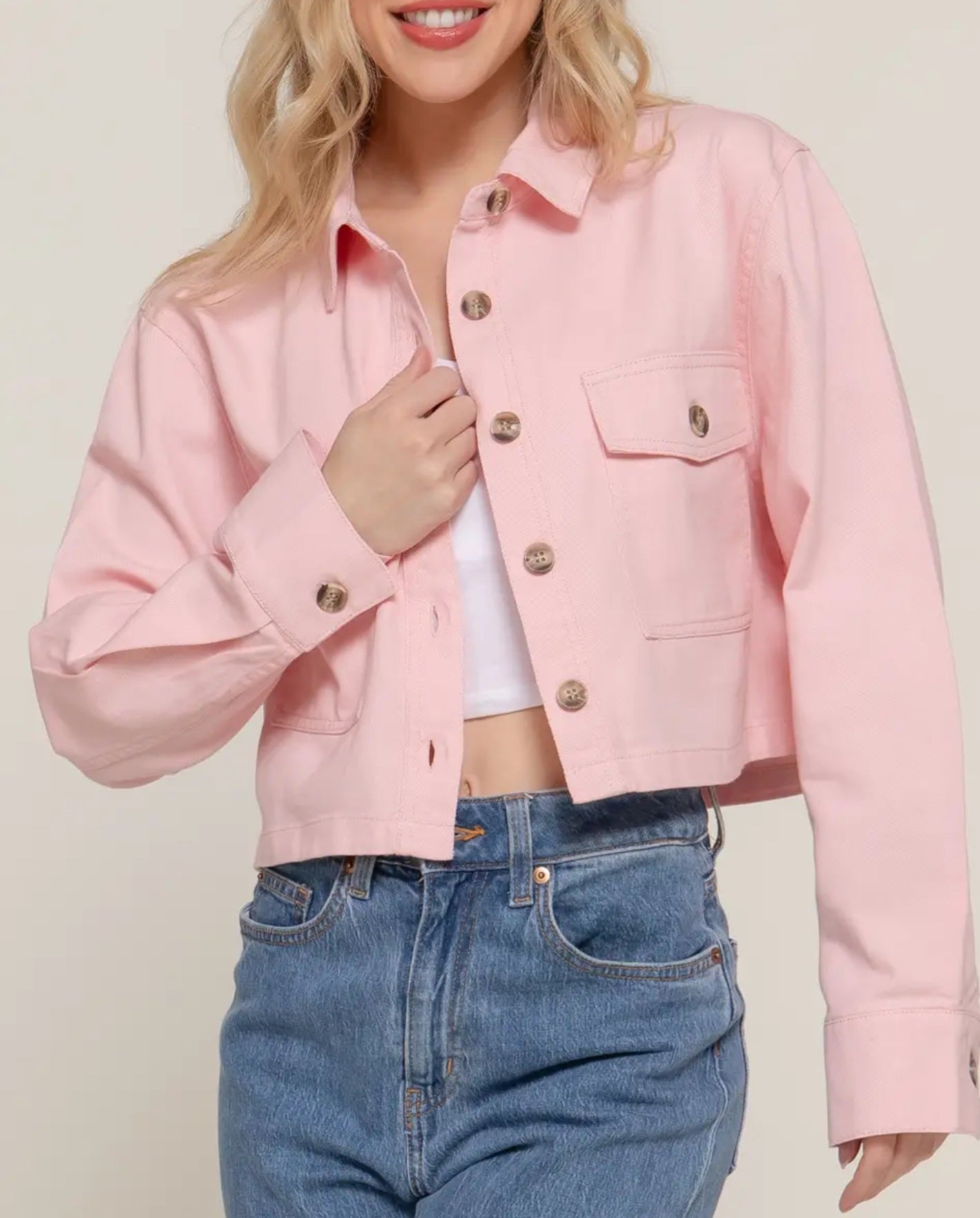 Jacket NEW ARRIVAL - Button Down Cotton Twill Short Shacket