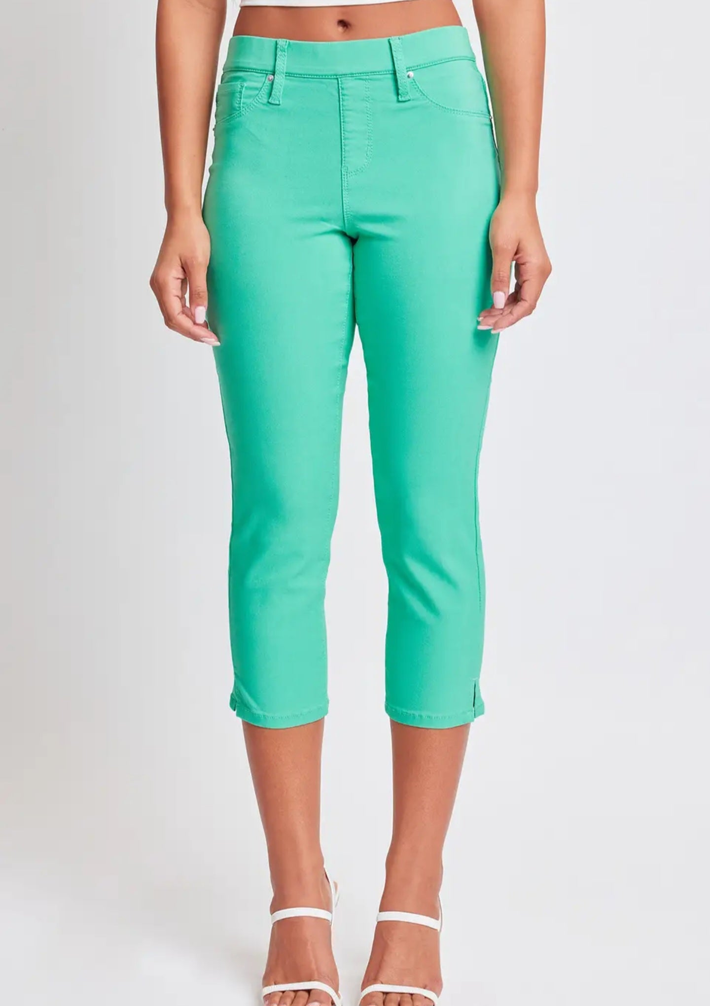 Pants Cropped NEW ARRIVAL - Hyperstretch Pull On Super Comfy Capri Pants With Side Slit