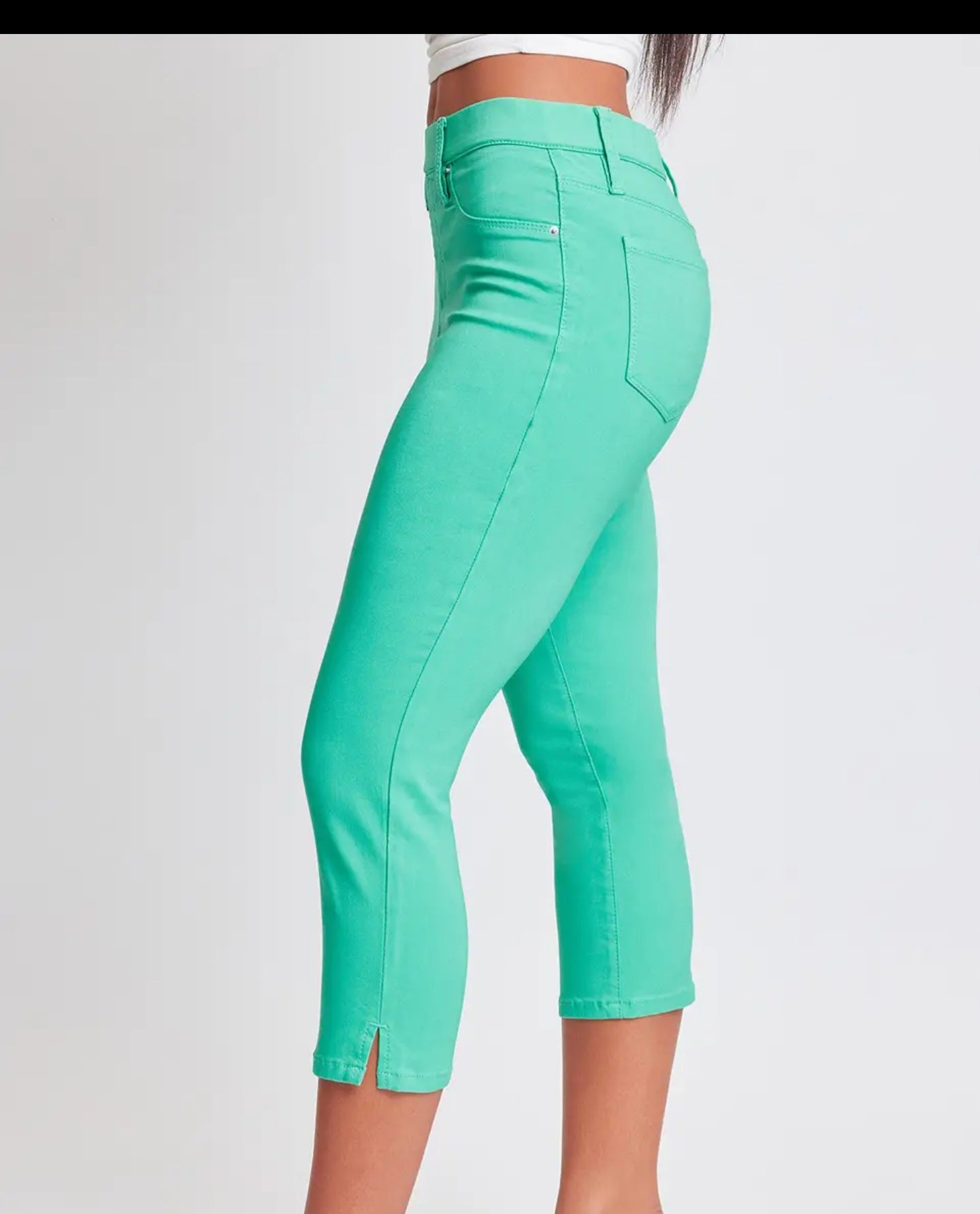 Pants Cropped NEW ARRIVAL - Hyperstretch Pull On Super Comfy Capri Pants With Side Slit