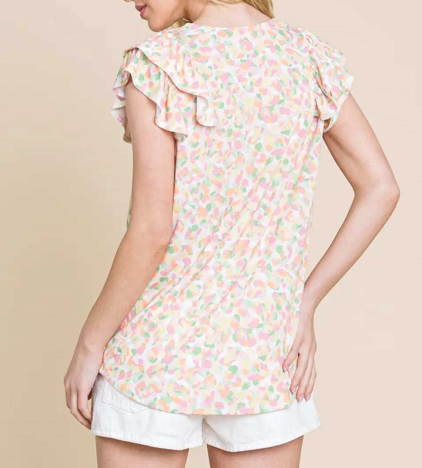 Top NEW ARRIVAL  - New Spring Floral Print Short Sleeve Ruffle Blouse